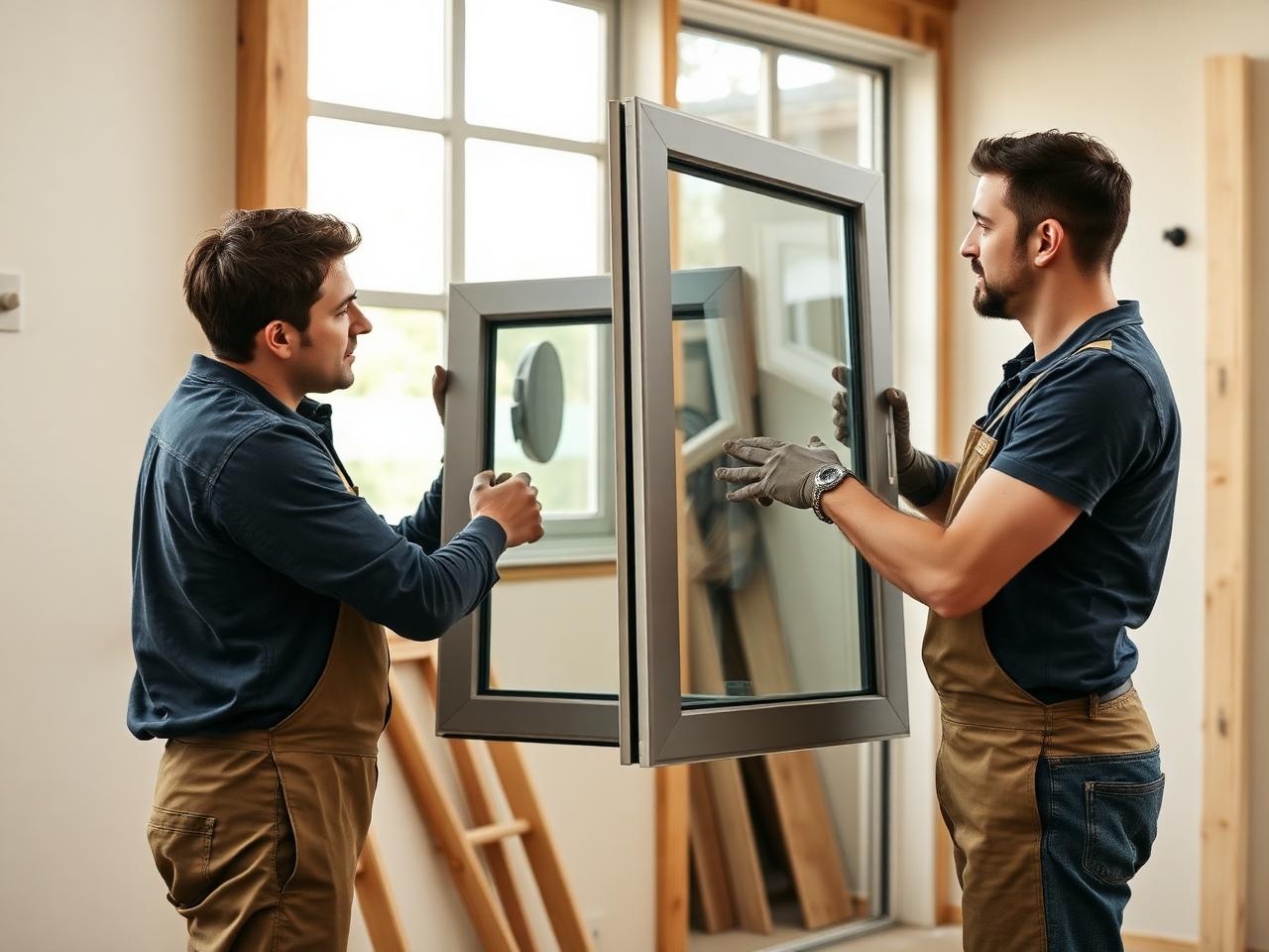 Pose menuiserie aluminium par les équipes Delahoche Métallerie chez un client à Compiègne, Oise
